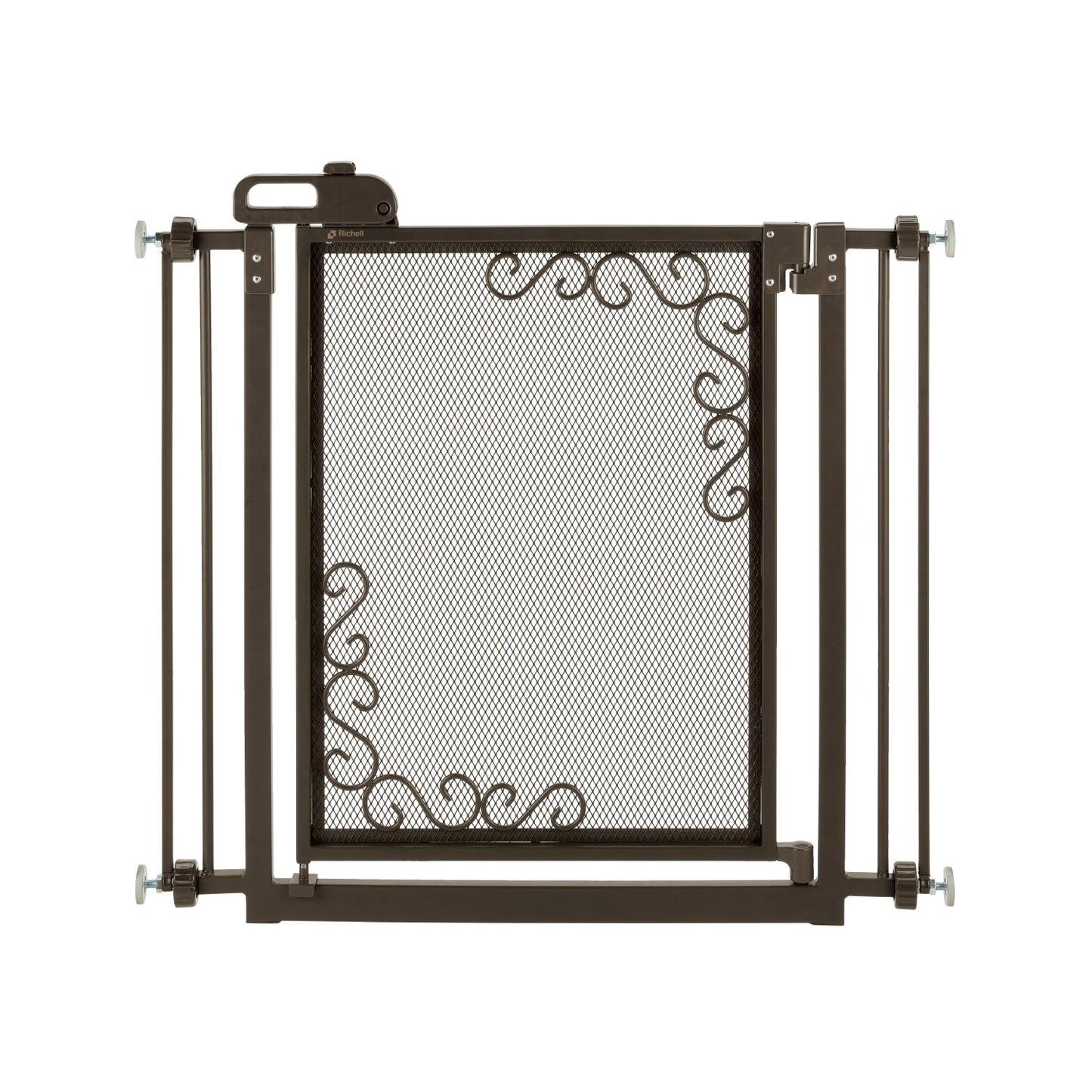 One-touch Metal Mesh Pet Gate In Antique Bronze