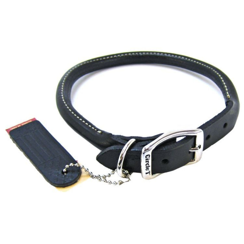 Circle T Pet Leather Round Collar - Black - 18" Neck