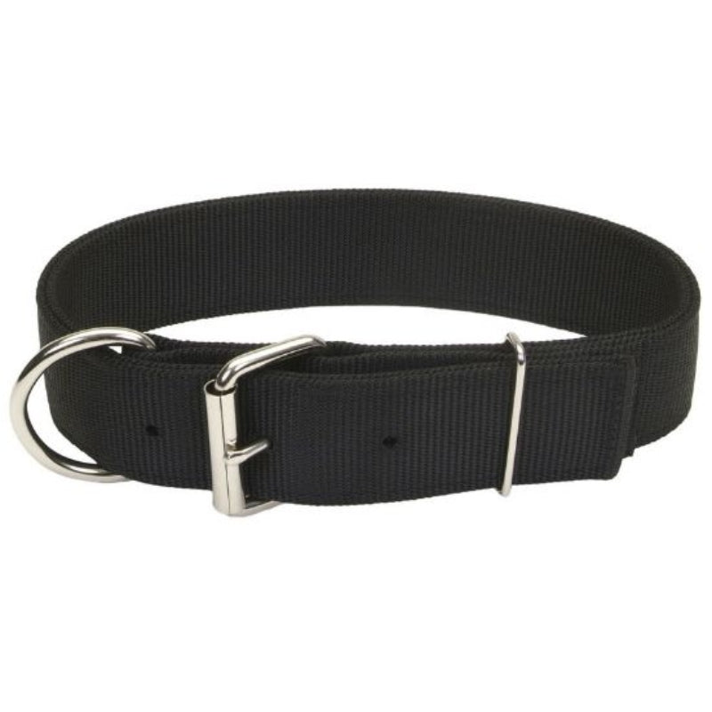 Coastal Pet Macho Dog Double-ply Nylon Collar With Roller Buckle 1.75" Wide Black - 24"long