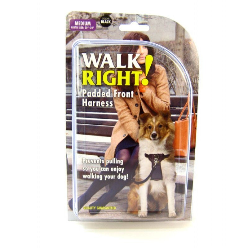 Coastal Pet Walk Right Padded Harness - Black - Medium (girth Size 20"-30")