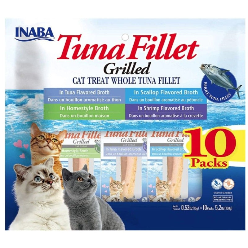 Inaba Tuna Fillet Cat Treat Whole Tuna Fillet Variety Pack - 10 Count