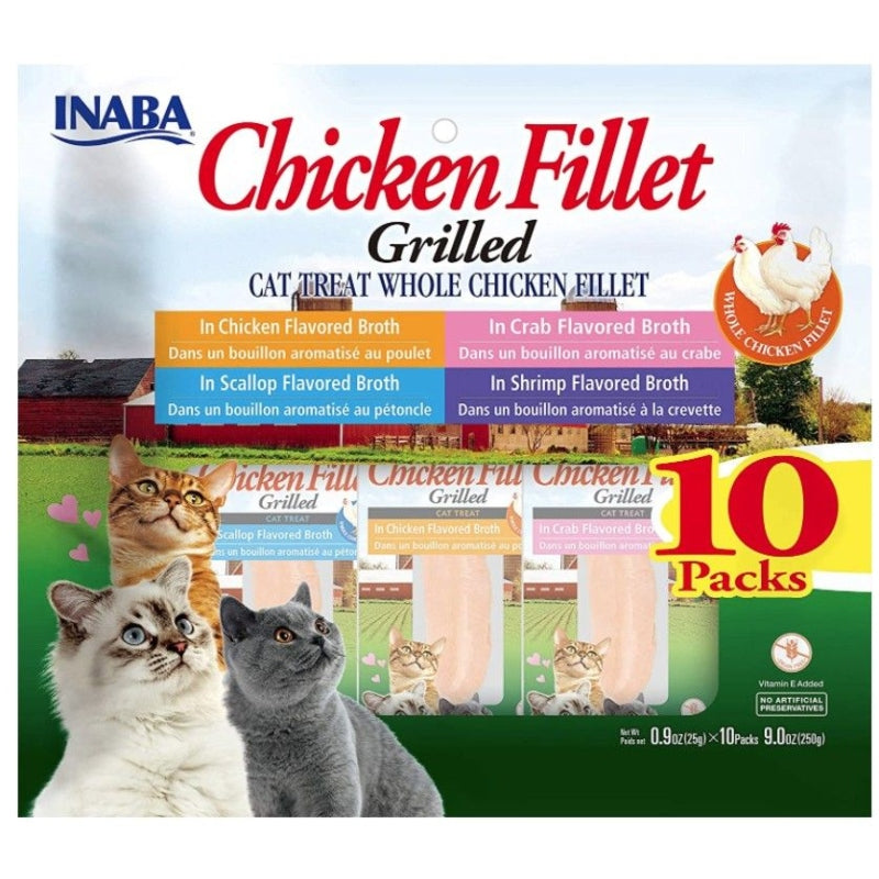 Inaba Chicken Fillet Cat Treat Whole Chicken Fillet Variety Pack - 10 Count