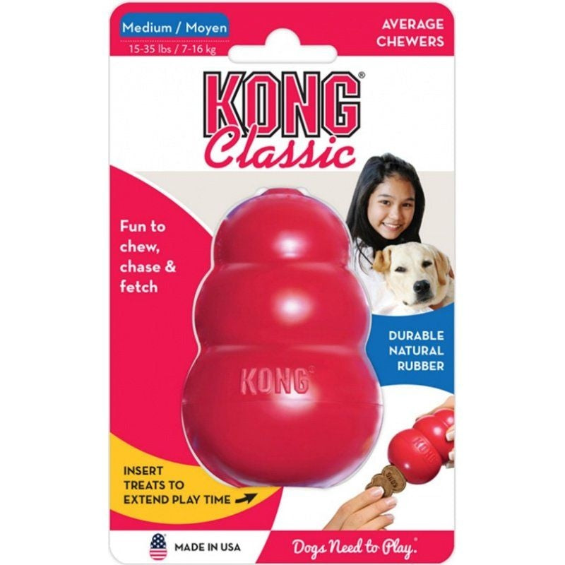Kong Classic Dog Toy - Red - Medium - Dogs 15-35 Lbs (3.5" Tall X 1" Diameter)