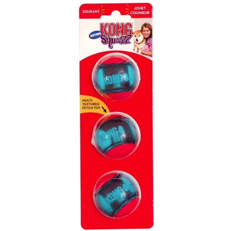 Kong Squeezz Action Ball Red - Medium - 3 Count