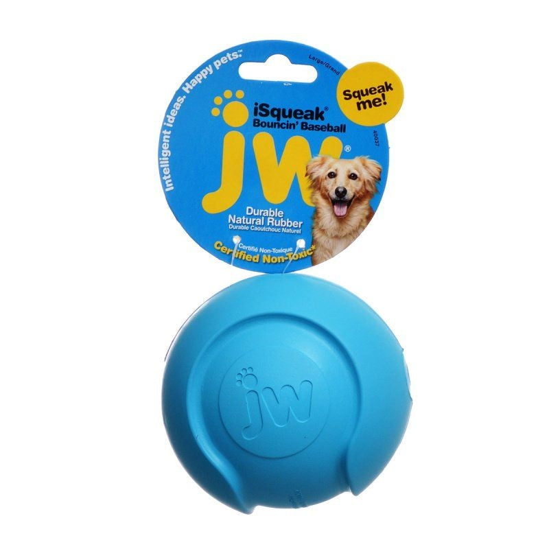 Jw Pet Isqueak Bouncing Baseball Rubber Dog Toy - Large - 4" Diameter