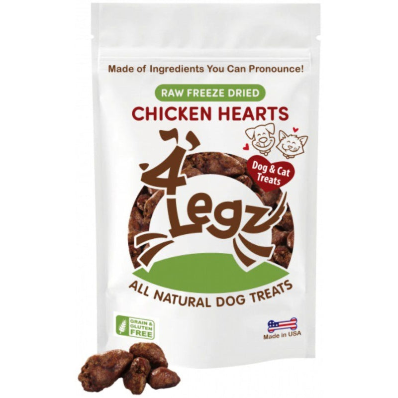 4legz Freeze Dried Chicken Hearts Dog Treats - 4 Oz