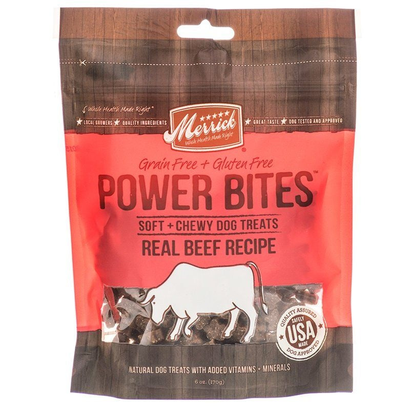 Merrick Power Bites Soft & Chewy Dog Treats - Real Texas Beef Recipe - 6 Oz