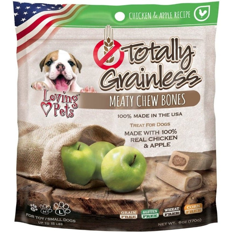 Loving Pets Totally Grainless Meaty Chew Bones - Chicken & Apple - Toy/small Dogs - 6 Oz - (dogs Up To 15 Lbs)