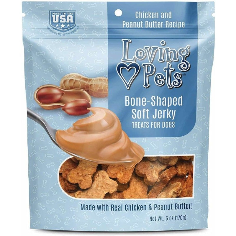 Loving Pets Bone-shaped Soft Jerky Treats Peanut Butter - 6 Oz