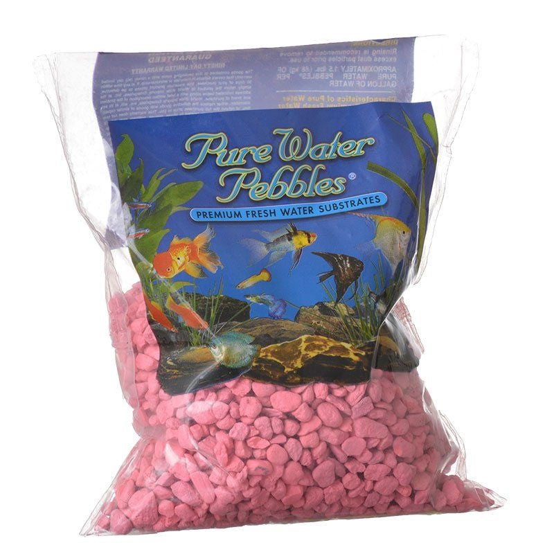 Pure Water Pebbles Aquarium Gravel - Neon Pink - 2 Lbs (3.1-6.3 Mm Grain)