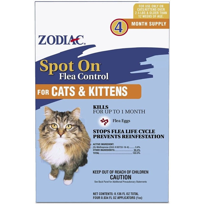 Zodiac Spot On Flea Controller For Cats & Kittens - 4 Pack
